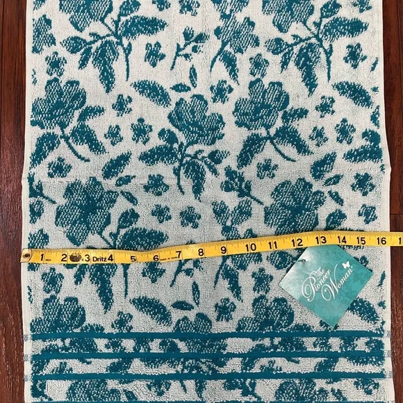NWT The Pioneer Woman Evie 4 Cotton Hand Towel Set Teal Floral - Picture 8 of 9